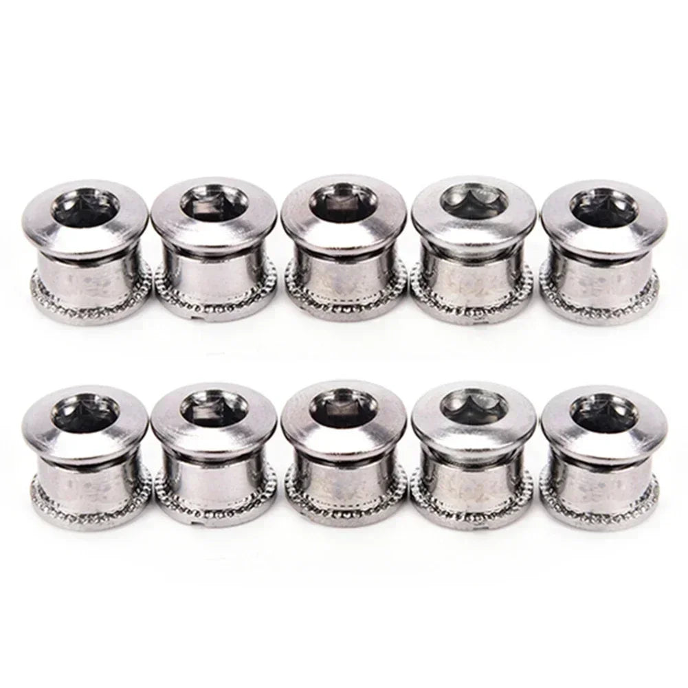 10 piezas de pernos para bielas de bicicleta, pernos simples, dobles y triples, tornillos de acero para platos y platos, tornillos para platos y tuercas, accesorios para bicicletas