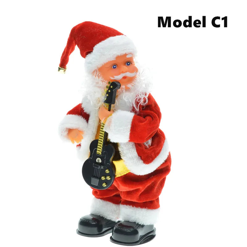 30cm New Year Christmas Ornaments Electric Santa Claus Doll Musical Dancing Gifts For Child Home Decorations Crafts