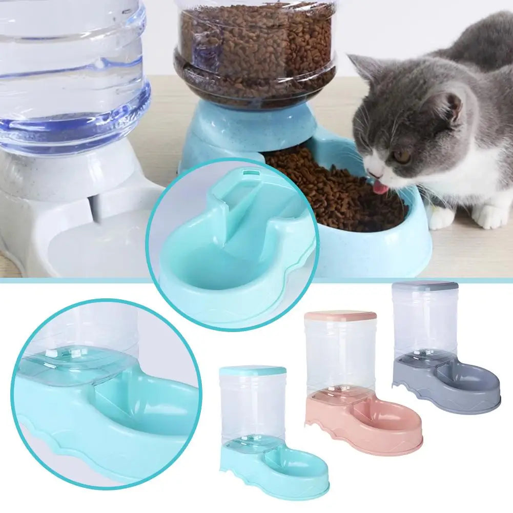 1 cuenco para beber y comedero automático para mascotas, capacidad de 3,8 l, cubo grande para almacenar alimentos, combinación de suministros para mascotas U2w3