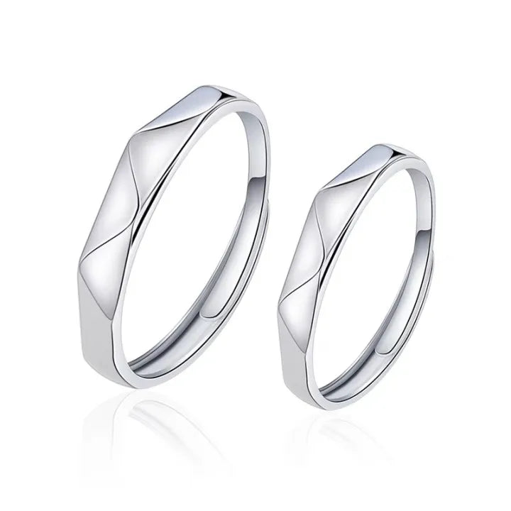 1 par de anillos de pareja de rombos blancos y negros, anillo abierto para mujeres y hombres, anillos de dedo ajustables, regalo de joyería de aniversario para amantes románticos