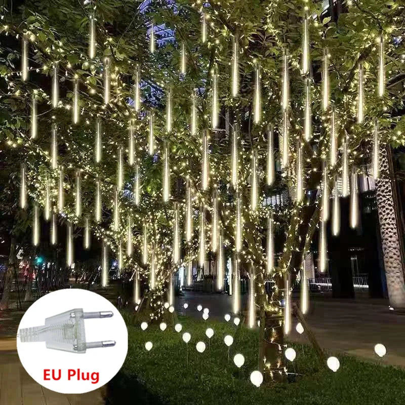 30/50cm Holiday Meteor Shower LED String Lights Christmas Falling Rain Lights Snow Falling Icicle Cascading Light Waterproof New