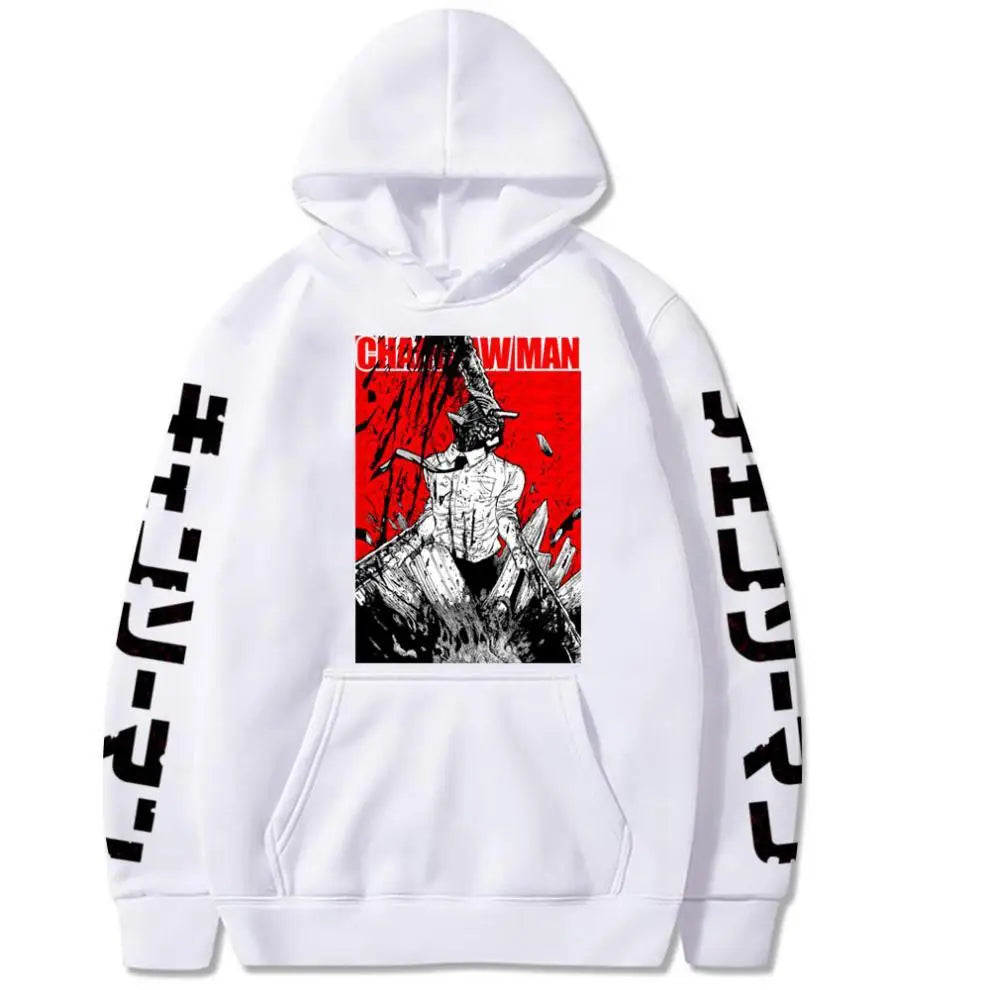 2024 Japanese Anime Hoodie Chainsaw Man Logo Gothic Printed Long Sleeve Streetwear Sweatshirt Fashion New Oversized Hip Hop Clot