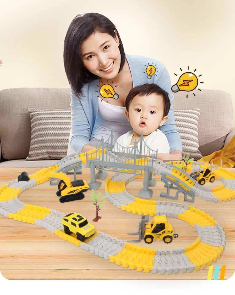 333pcs DIY Race Flexible Railway Racing Play Game Set Track Rail Car Toys Children Bend Electronic Educational for Magic Brain
