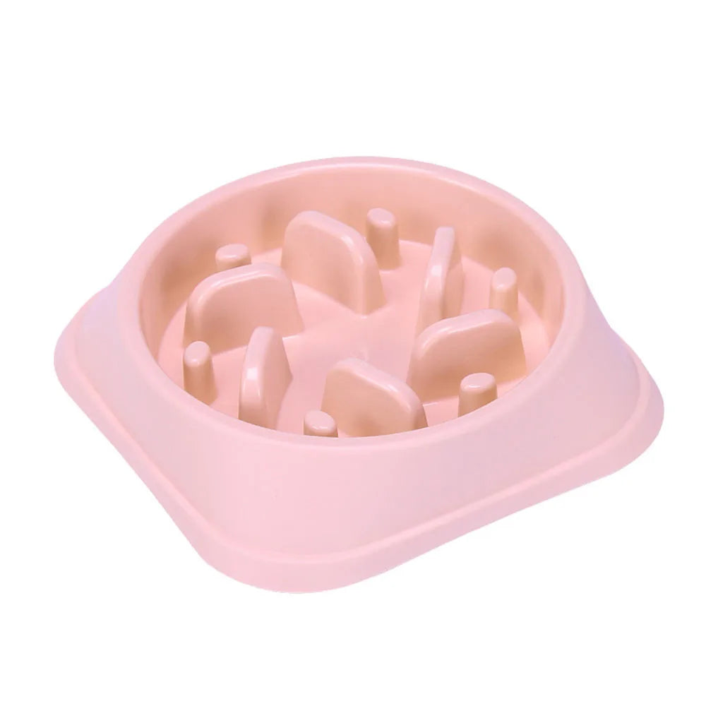 Pet Dog Bowl Slow Food Feeder Non-slip Anti Choking Cat Thickened Plastic Plate Bowls Healthy Anxiety Relief Dish Pet Supply