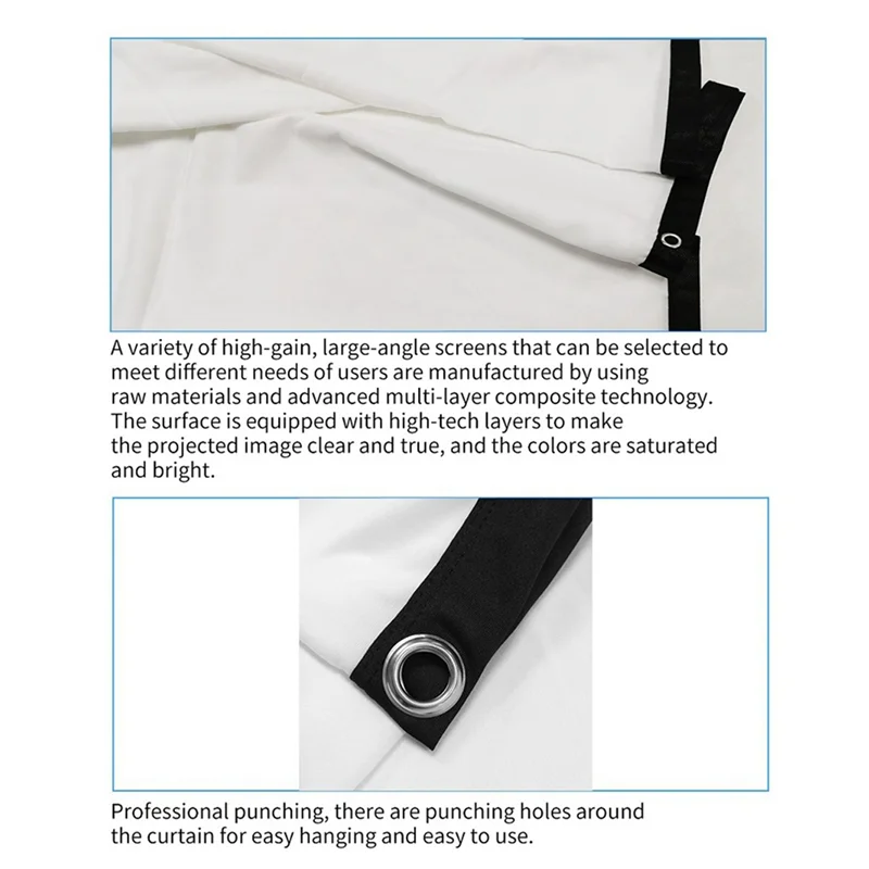 Portable Projector Screen for Home Theater Outdoor HD White Foldable Anti-Crease (84Inch)