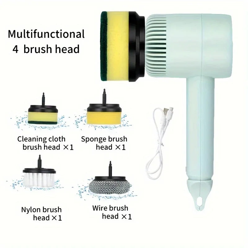 Nettoyeur rotatif électrique à 2/4/6 brosses, brosse de nettoyage rechargeable, sols, tapis, salles de bains, cuisines, laveuse à main sans fil