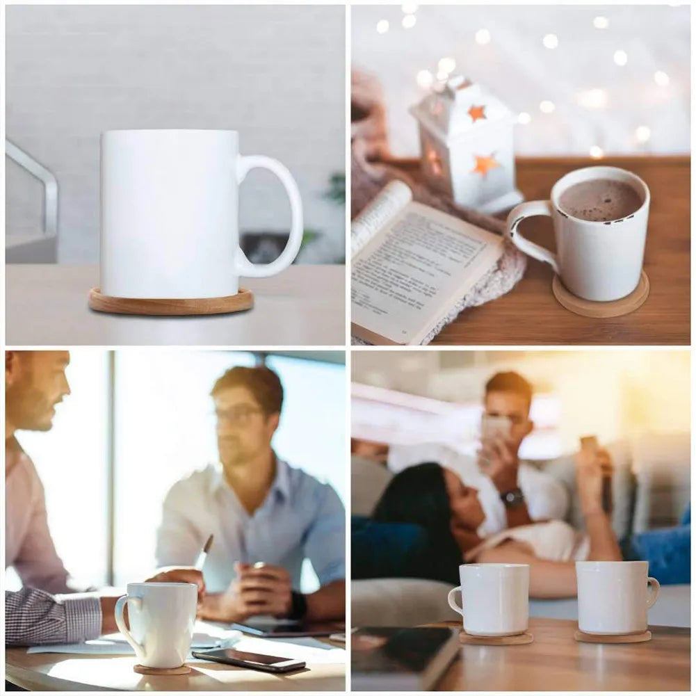 Posavasos de madera para tazas de té y café, duradero, resistente al calor, redondo, tapete para tetera, vajilla aislante, soporte para tazas