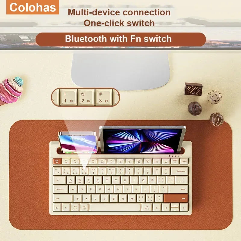 New Wireless Bluetooth Keyboard 87 Keys Three-mode Silent Mini Mute Keyboard For Notebook IPad Laptop Desktop Tablet Computer