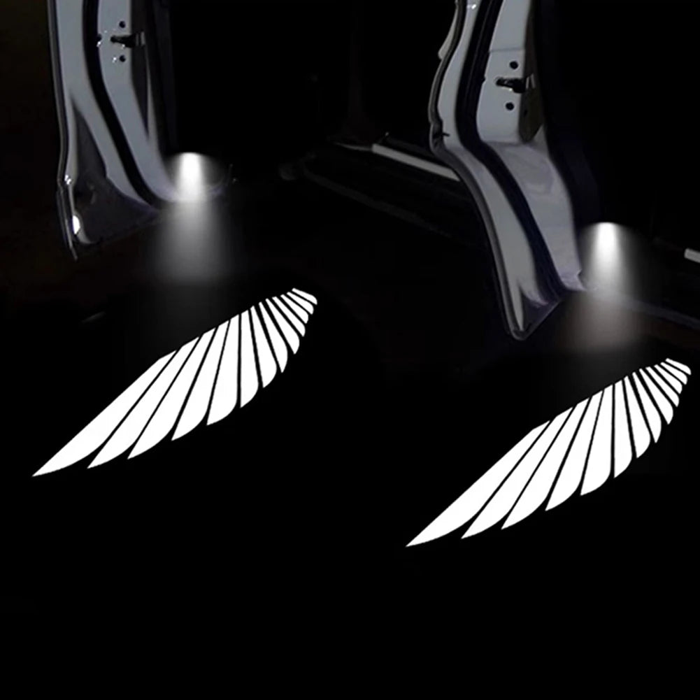 2Pcs/4Pcs Car Angel Wings Wireless Car Door Welcome Courtesy Shadow Projector Lamp LED HD Logo Light Cars Accessories