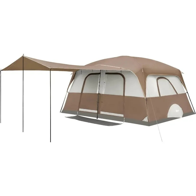 Tienda de campaña para 10 personas con porche, gran tienda de campaña familiar con 2 habitaciones, cortina dividida, para acampar al aire libre, viajar, resistente al agua