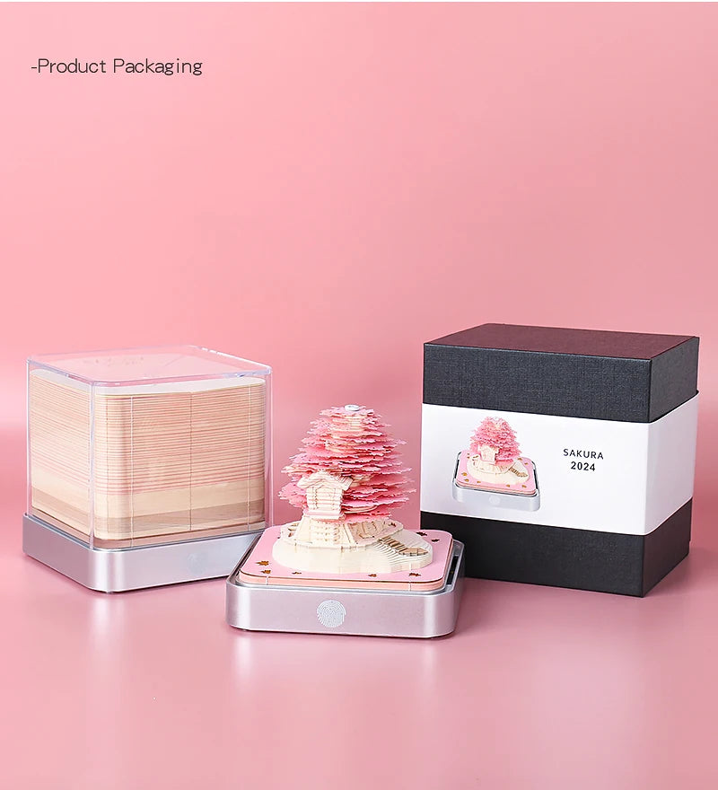 3D Omoshiroi Block Memo Pad Notepads Magical Calendar Magic Castle Sakura Tree Sticky Note Luxury Novelty Gift Items