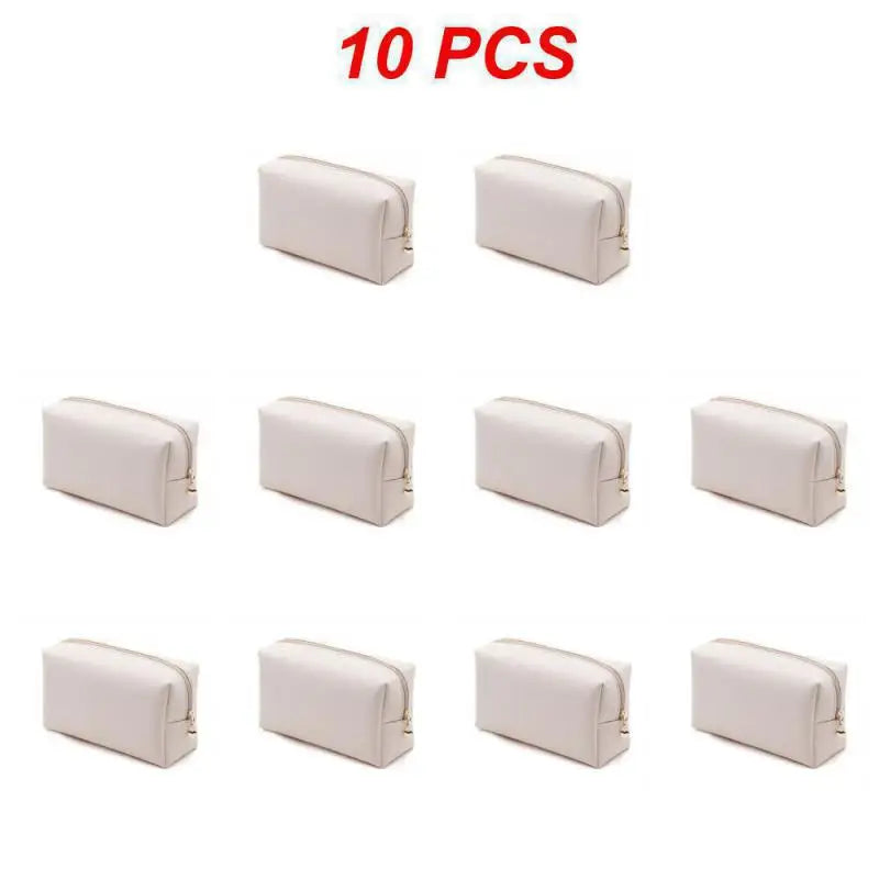 1 ~ 10 piezas de neceser pequeño para mujer, de piel sintética, resistente al agua, con cremallera, bolsa de maquillaje, organizador de maquillaje de viaje, estuche de belleza