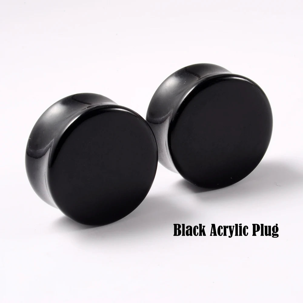 3 Pairs Acrylic Ear Gauge Black&White&Clear Double Flared Saddle Ear Plugs Ear Stretchers Tunnels Expanders Body Jewelry