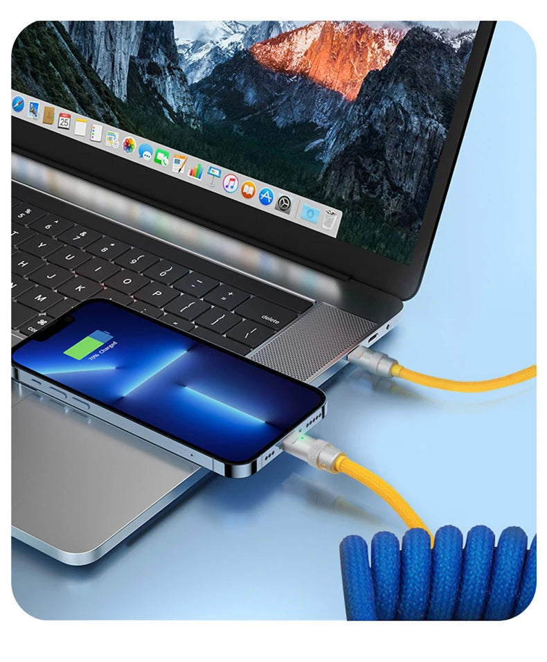 Cable de carga rápida de 120 W, retráctil, de aleación de aluminio, PD, cable de datos USB C para Samsung Galaxy, OPPO, Xiaomi, Huawei, 2 m