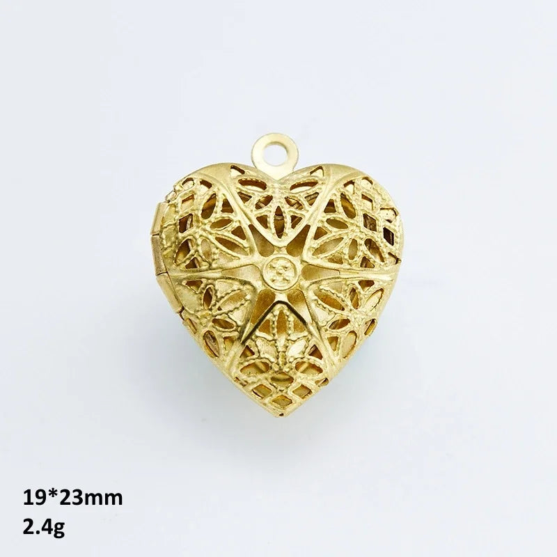 BoYuTe (50 Pieces/Lot) Heart Shaped Raw Brass Locket Pendant Materials Diy Photo Lockets Jewelry Accessories