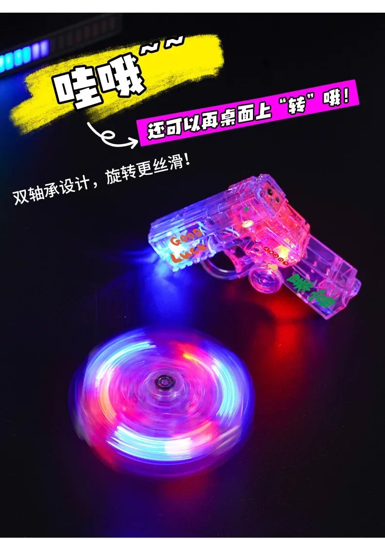 2-in-1 Luminous Fingertip Spinner Folding Lighter Transparent Rotating Decompression Windproof Lighter Men's Gifts