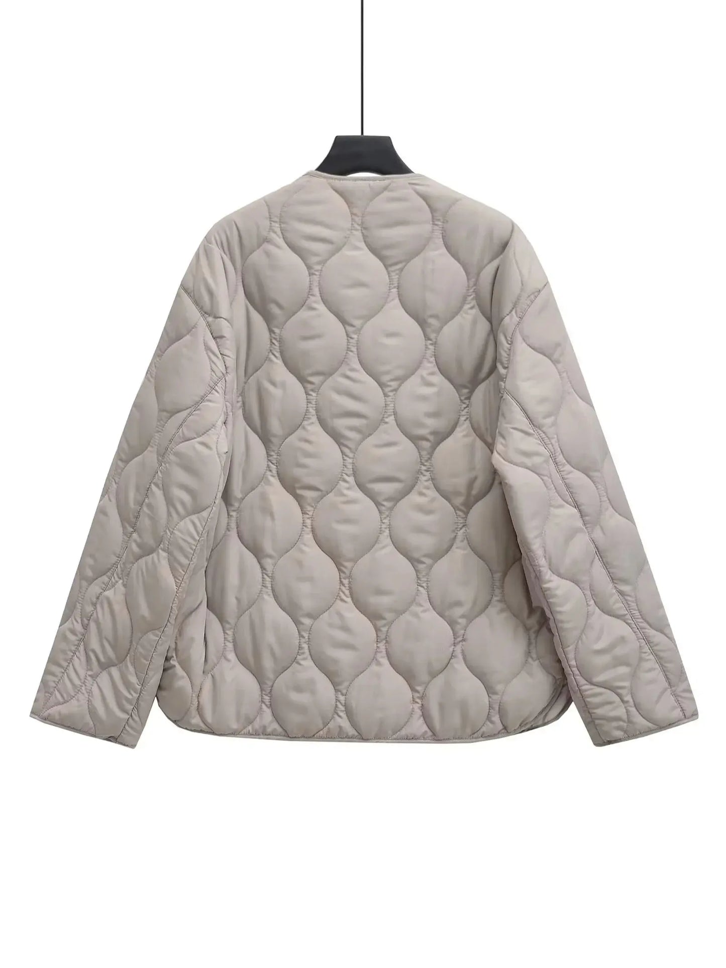 XNWMNZ 2024 Chaqueta acolchada de moda para mujer Otoño/Invierno Chaqueta acolchada retro con cuello redondo y manga larga con cremallera Abrigo acolchado versátil para mujer
