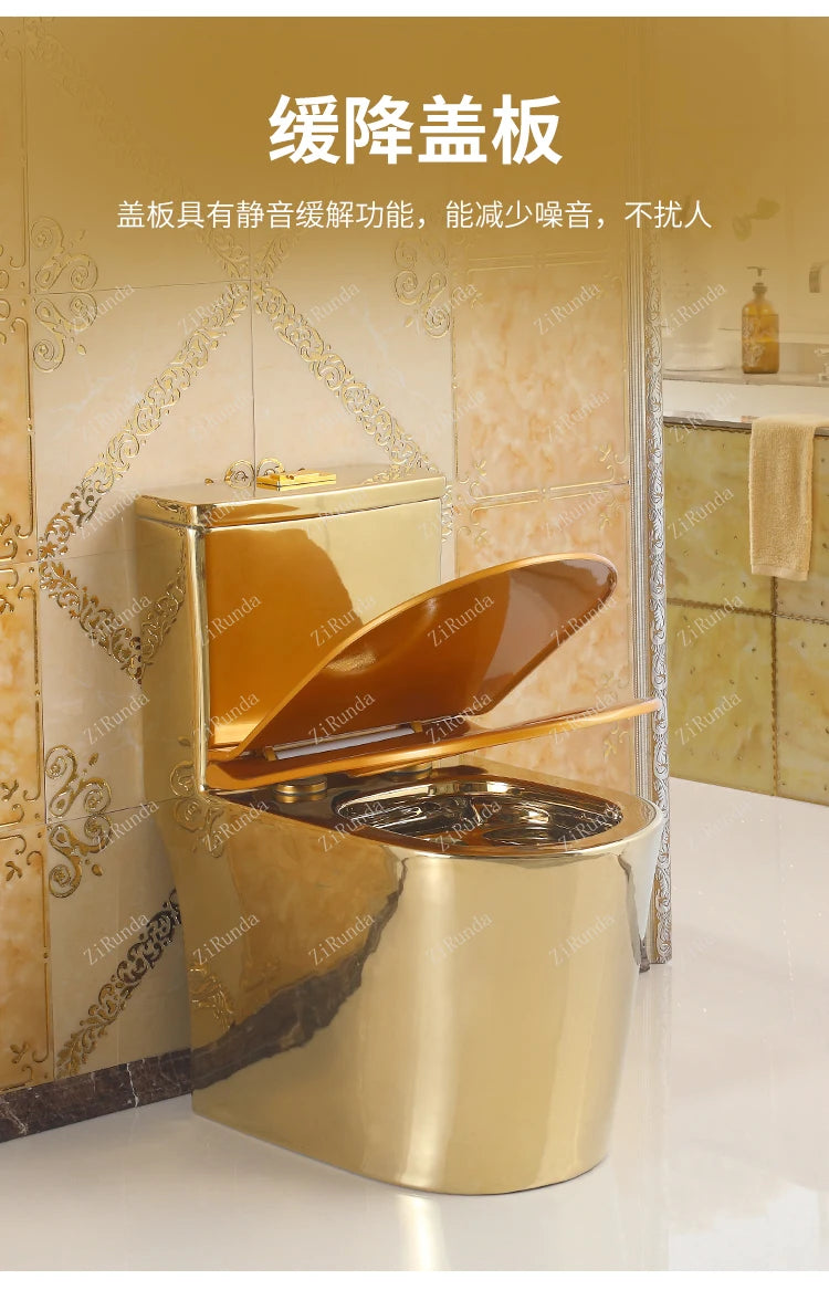~Inodoro de cerámica de color mudo para apartamento pequeño de estilo europeo, inodoro dorado de 8,0 pulgadas, inodoro de cañería grande, desodorante