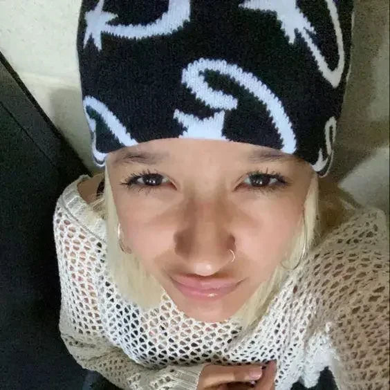 1 gorro de punto para mujer, gorro de punto para hombre, gorro unisex de punto moderno sin ala, para actividades al aire libre, estilo Y2k, hip hop, gótico, ciclismo