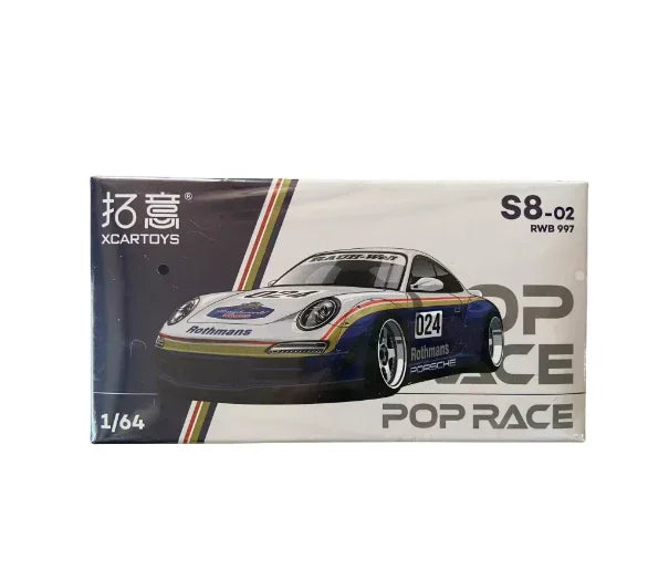 Premium scale model XCARTOYS POPRACE 1/64 Co-branded float series Porsche Martin GTR Alloy model toy, a Christmas gift for boys