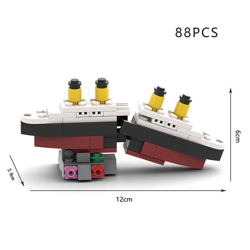 Titanic Break In Half RMS Cruise Sank Building Blocks Moc Ship Boat 3D Plastic Model DIY Steamboat Gifts Kids Toys City Movie