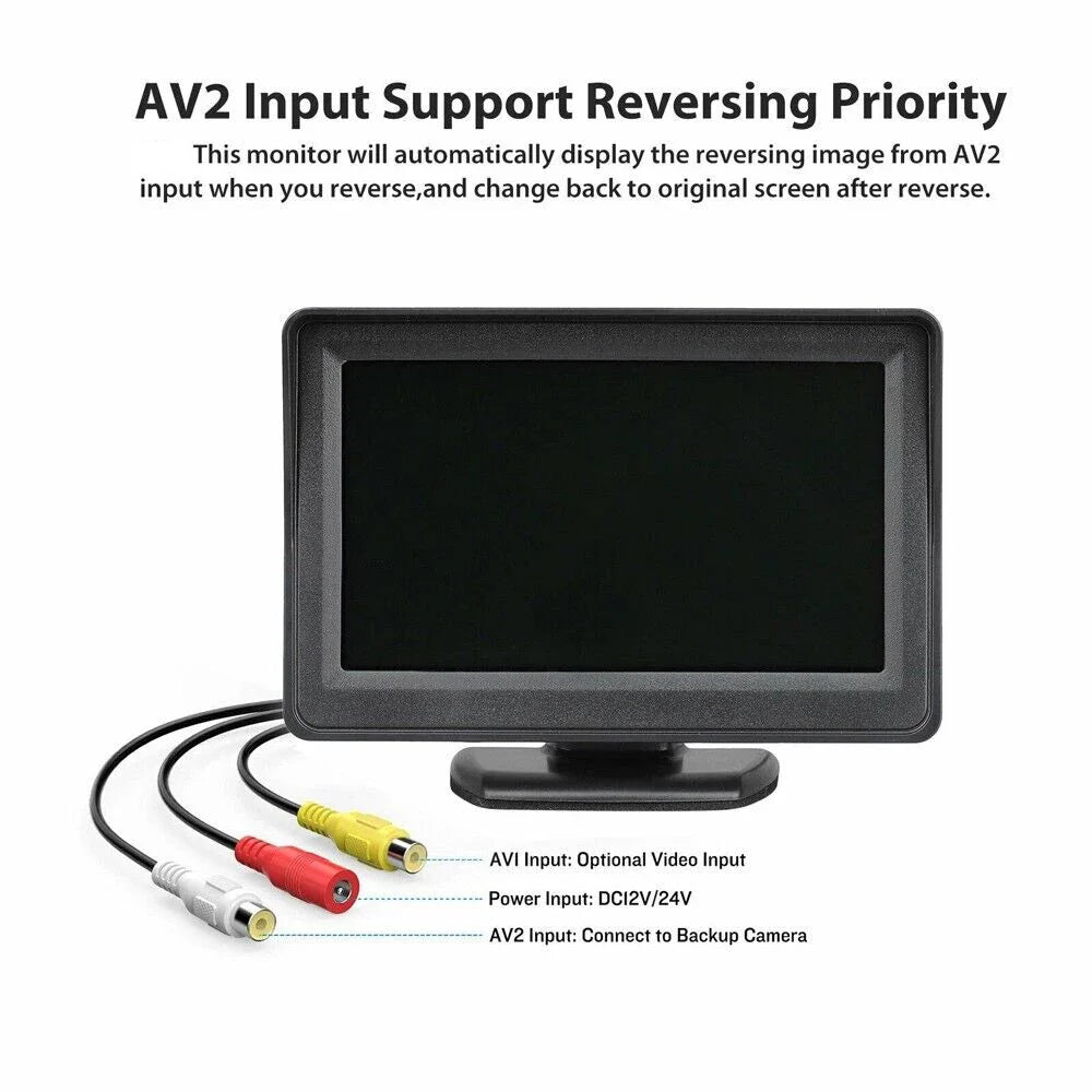 4.3 Inch TFT LCD Car HD Monitor Reverse Camera Security Display for Reverse Backup Camera Parking Camera Drive Recorder