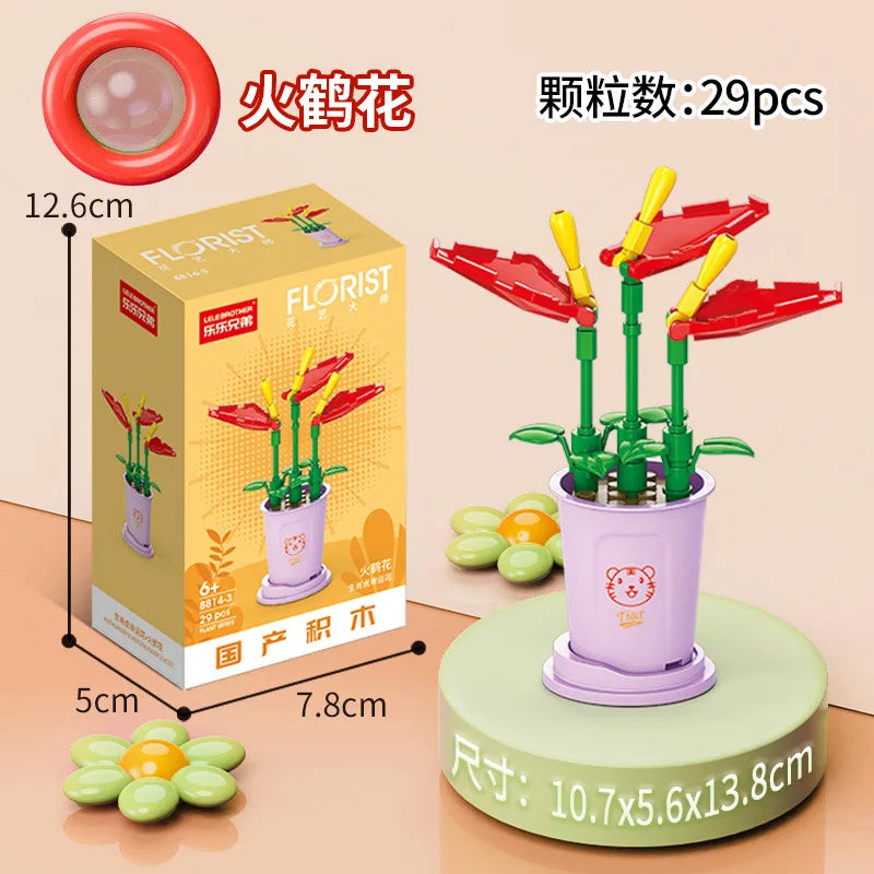 Adults Mini Flower Bouquet Particles Building Blocks for Children Girls 6 to 14 Years Old Assembly Bricks Constructor Set Gifts
