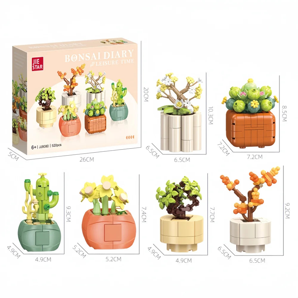 Succulent Plant Potted Building Blocks Simulated Flowers Daisies Simulated Flowers Desk Home Decoration Ornaments Children's Toy