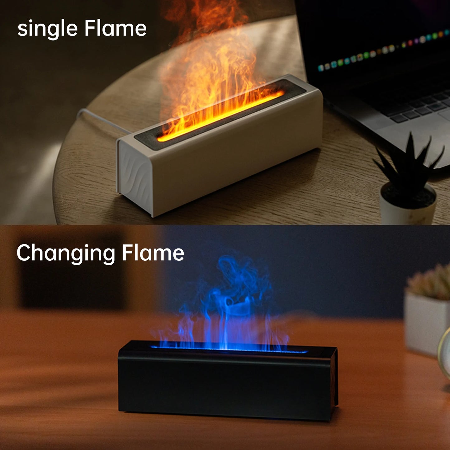 Vissko 7-Colorful Flame Diffuser USB Air Humidifier Aromatherapy Essential for Bedroom Yoga Home Oil Diffuser Fragrance Diffuser