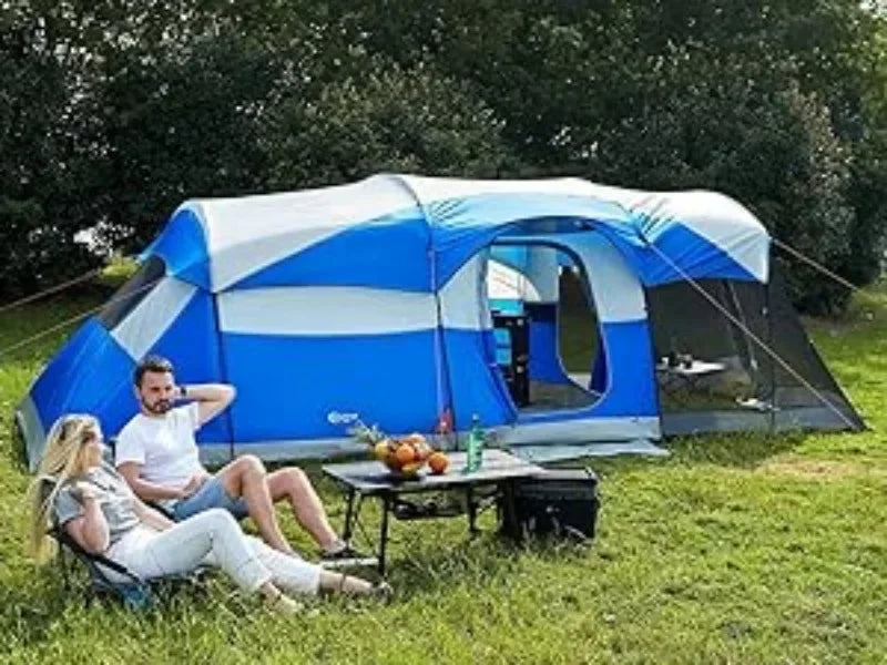 Tienda de campaña para 10 personas con porche, gran tienda de campaña familiar con 2 habitaciones, cortina dividida, para acampar al aire libre, viajar, resistente al agua