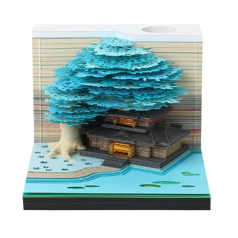 Treehouse 3D Desktop Calendar Sticky Notes Creative Crafts Souvenirs Paper Carvings Post-it Notes New Year Gifts Office Ornament