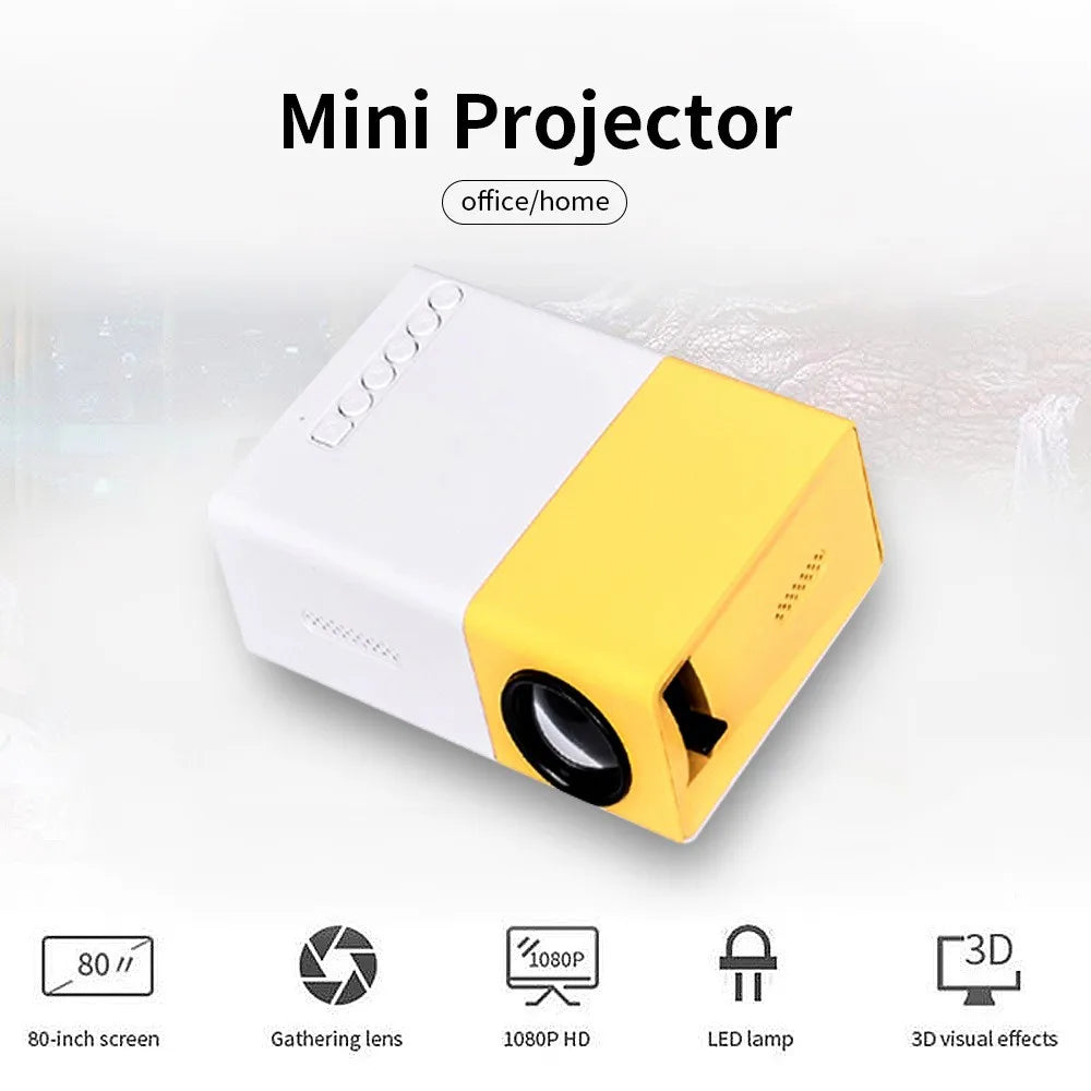 Mini projecteur LED YG300 Version améliorée Yg300 1000 lumens 320 x 240 P compatible HDMI USB Audio Home Media Player Beamer
