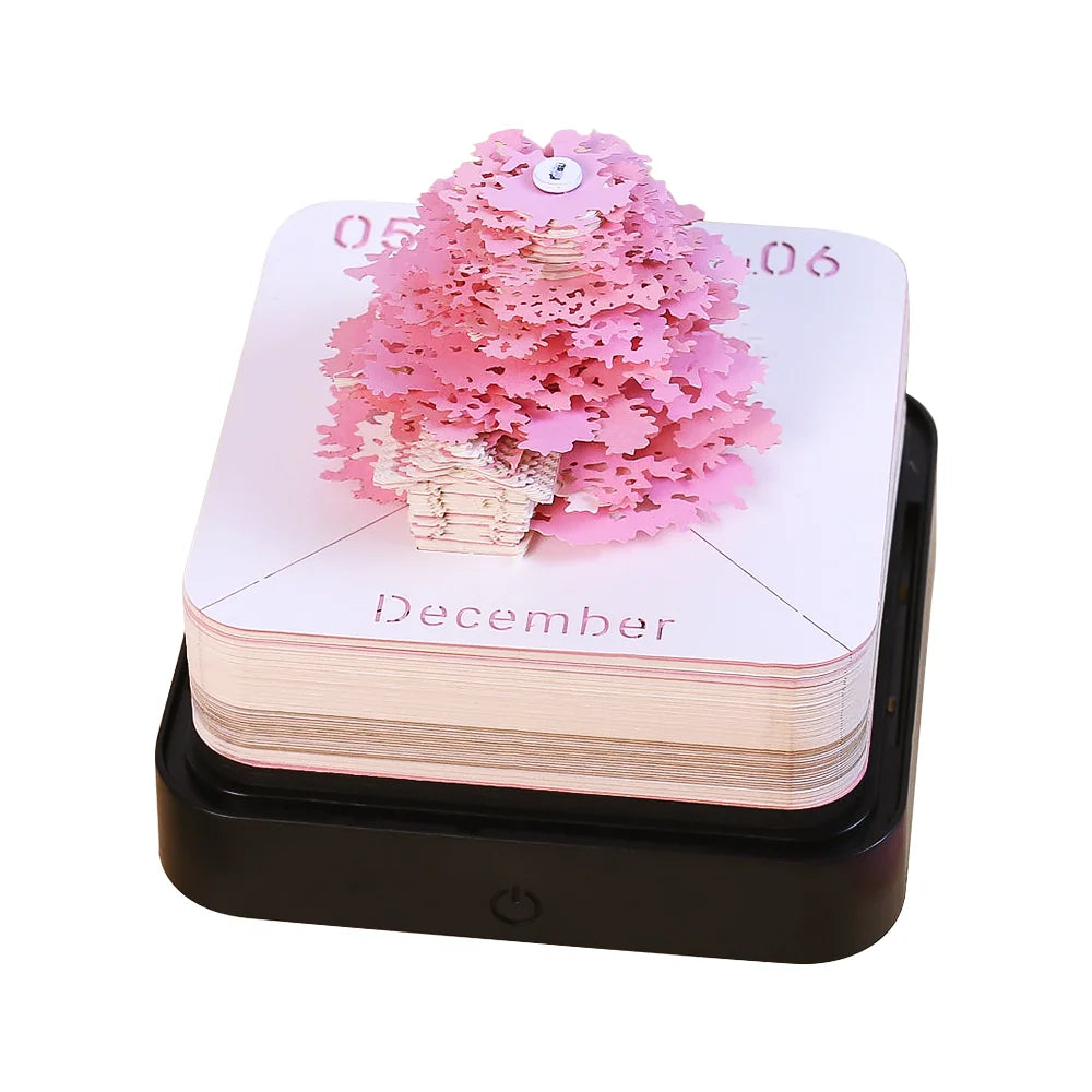 Omoshiroi Block 3D Notepad 2024 Calendar 3D Sakura Tree House Memo Pad Cute Block Notes 3D Sticky Notes Christmas New Years Gift
