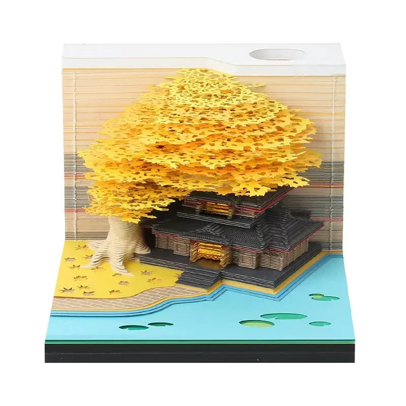 Treehouse 3D Desktop Calendar Sticky Notes Creative Crafts Souvenirs Paper Carvings Post-it Notes New Year Gifts Office Ornament
