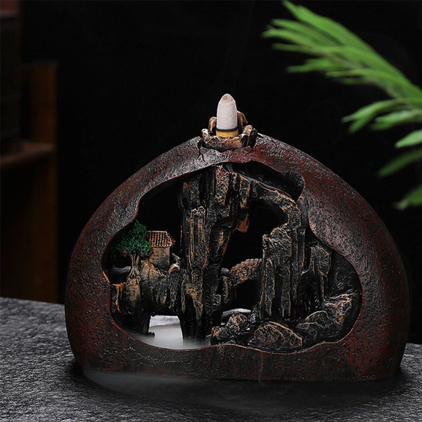 1 pièce de résine refondable de niveau intermédiaire, porte-encens à l'écoute de la pluie, brûleur d'encens, chambre à coucher, salon, table basse, bureau, maison