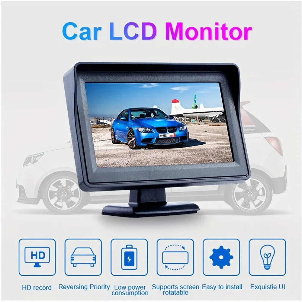 4.3 Inch TFT LCD Car HD Monitor Reverse Camera Security Display for Reverse Backup Camera Parking Camera Drive Recorder