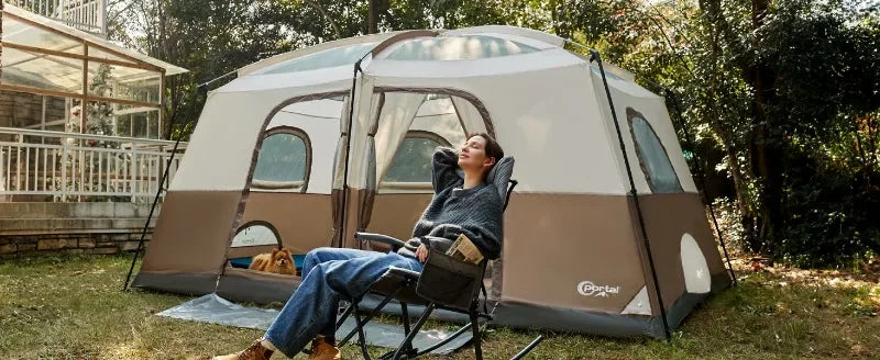 Tienda de campaña para 10 personas con porche, gran tienda de campaña familiar con 2 habitaciones, cortina dividida, para acampar al aire libre, viajar, resistente al agua