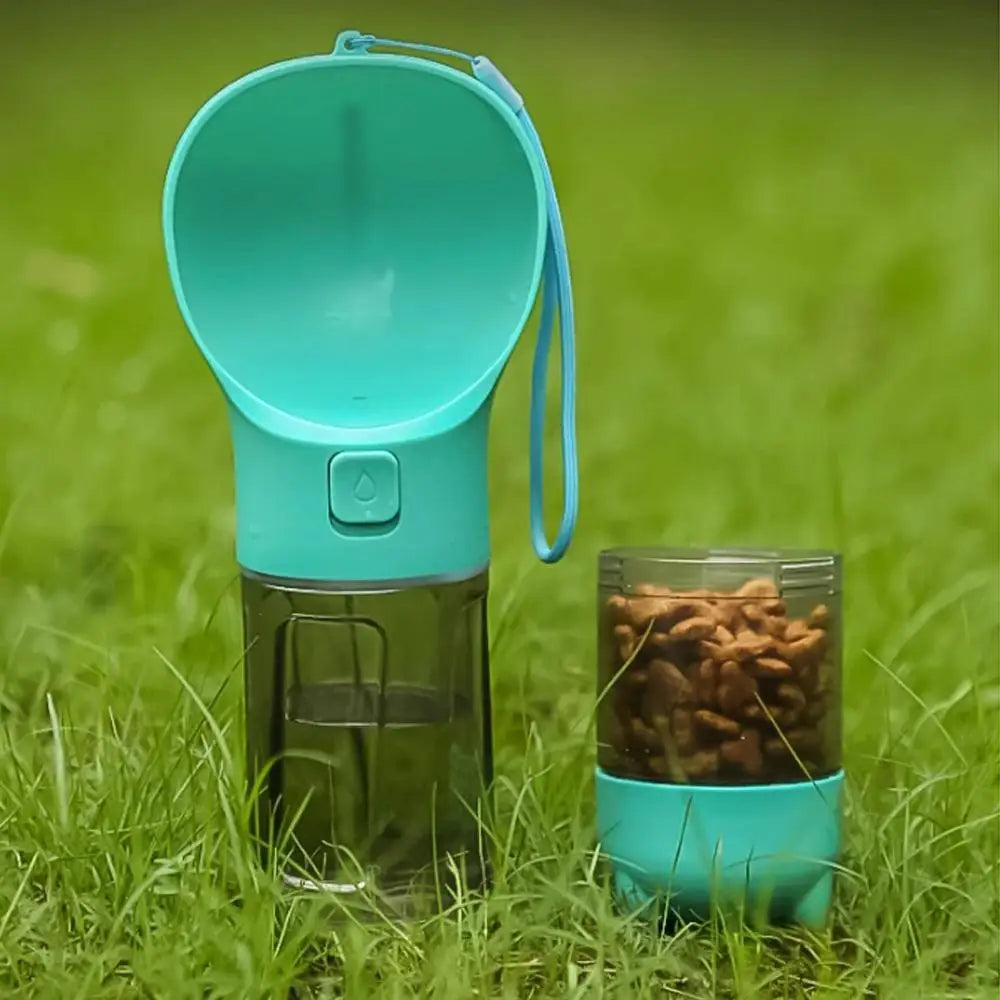 Botella de agua portátil multifunción para perros, comedero para mascotas, cuenco para beber de viaje, dispensador de excrementos, botella de agua para cachorros a prueba de fugas