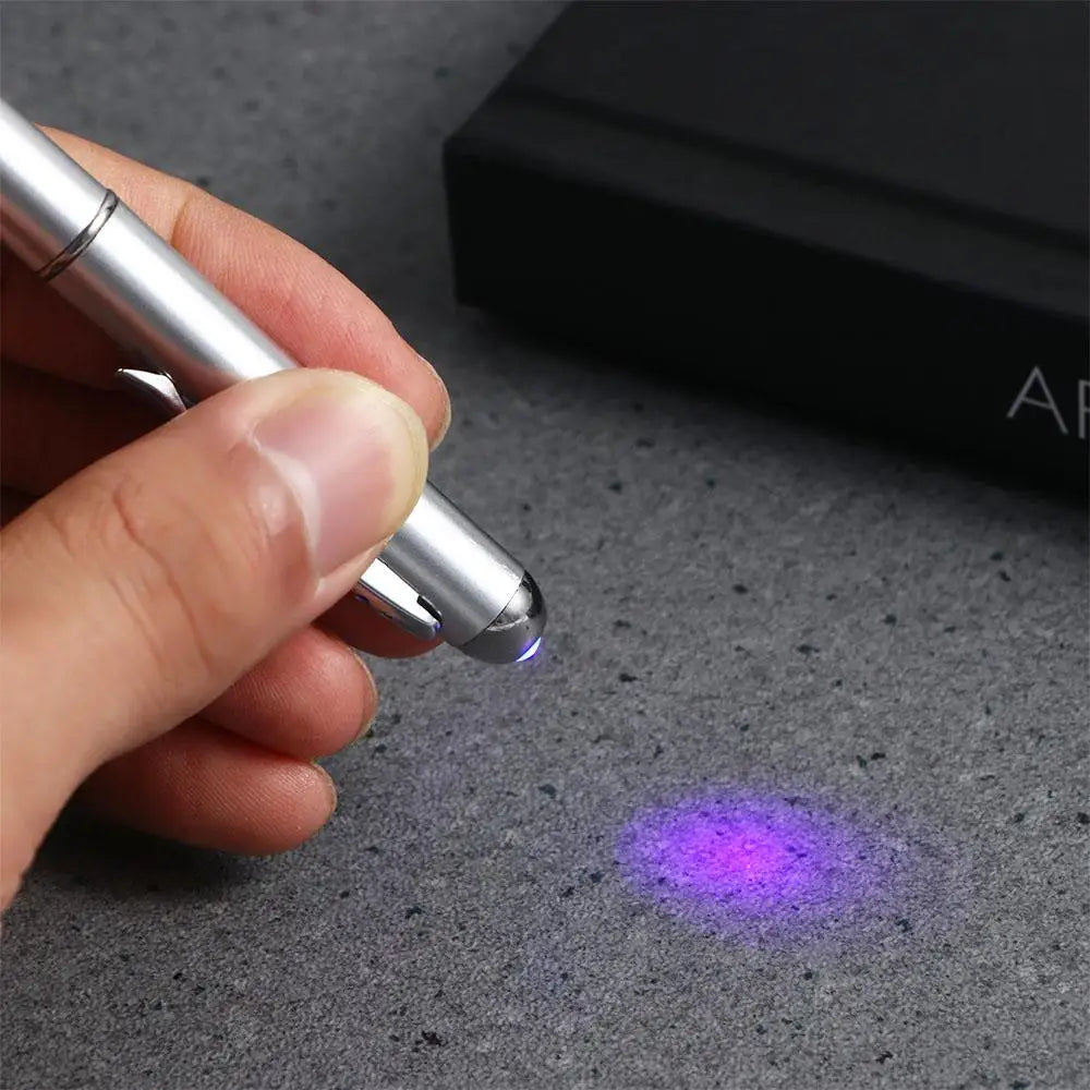 School Creative Drawing Magic Writing Silver Stationery Invisible Ink Pen UV Light Pen Ballpoint Pens Magic Secret Pen