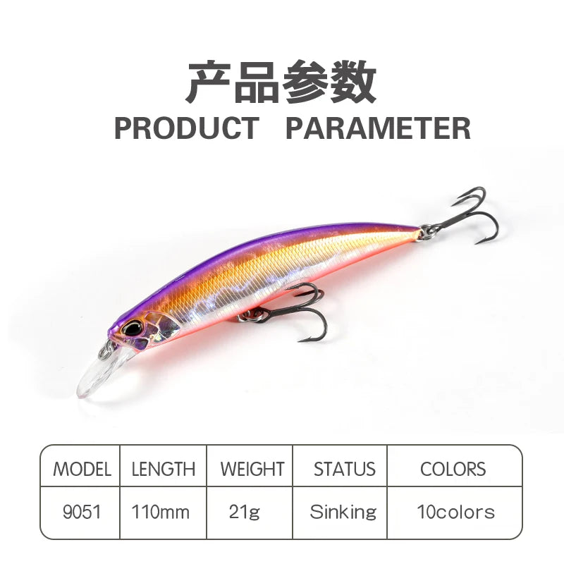 19g 110mm Sinking Minnow Fishing Lures Saltwater Artificial Hard Bait for Bass Pike Trout Swimbait Wobblers Fishing Accessories