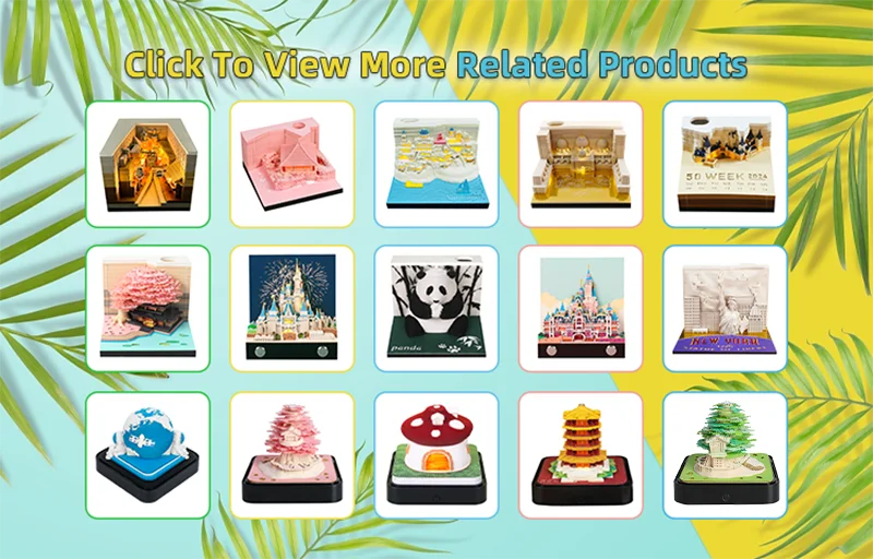 Omoshiroi Block 2024 Calendar 3D Memo Pad Magic Castle Mini Notepad Cubes Design Offices Paper Note Block Birthday Original Gift
