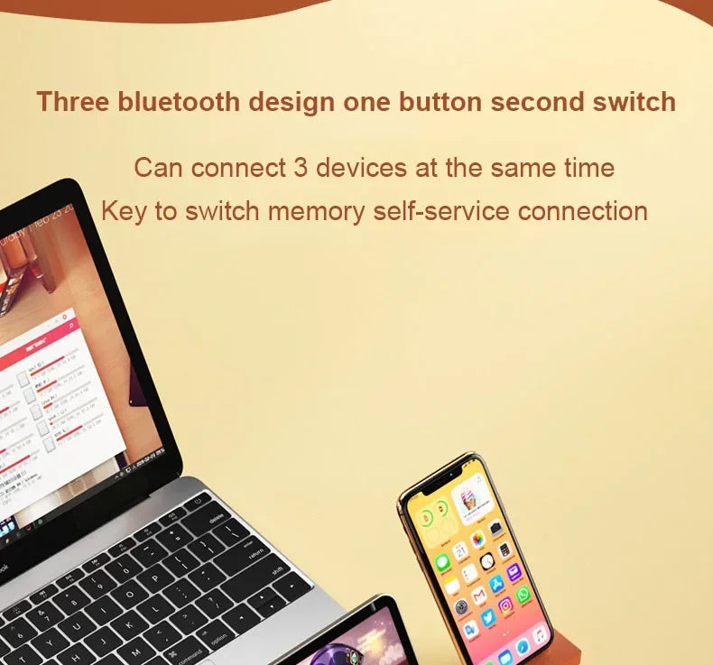 New Wireless Bluetooth Keyboard 87 Keys Three-mode Silent Mini Mute Keyboard For Notebook IPad Laptop Desktop Tablet Computer