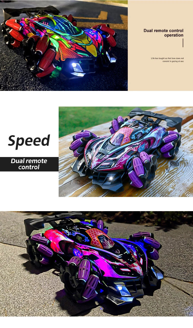 WLtoys F1 RC Drift Car con luces LED y música, 2,4 G, guantes, radiocontrol remoto, coches acrobáticos con tracción en las 4 ruedas, juguetes eléctricos para niños