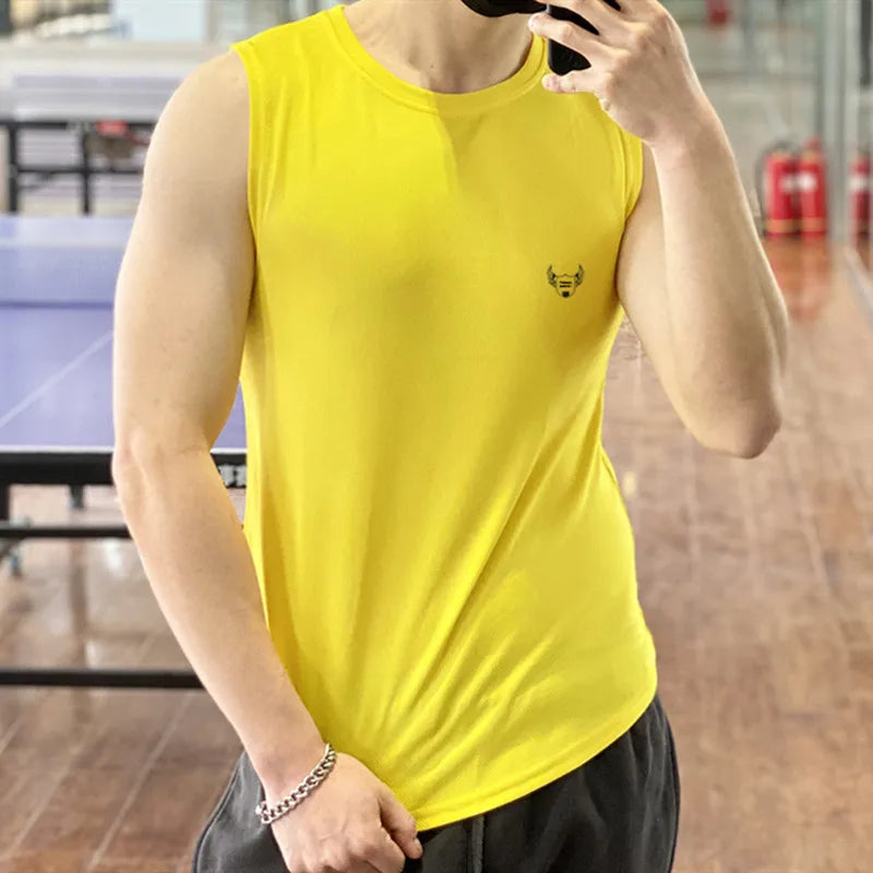 2022 NEW Men Sleeveless Sports Vest Summer Breathable quick-drying Gyms shir Male Bodybuilding Undershirt mesh Fitness Tank Tops