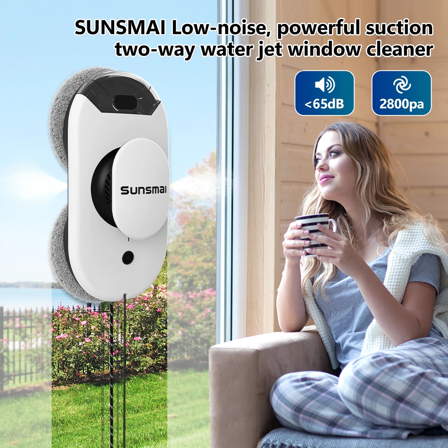 SUNSMAI Robot Window Cleaning Machine Window Washing Robot Double Sided Water Spray Type Window Cleaning Robot