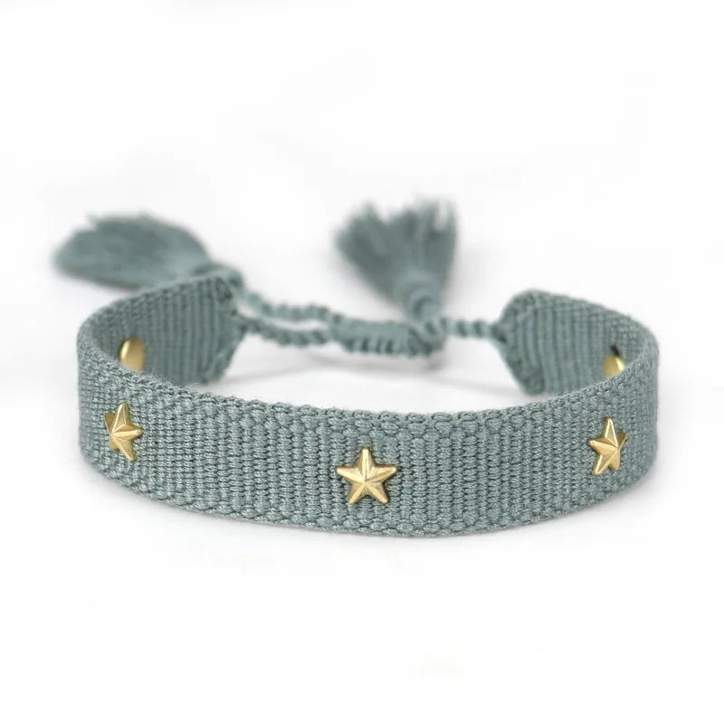 Pulsera tejida de la amistad para mujer con pequeñas estrellas Pulseras de joyería apilables de verano Regalos para hermanas