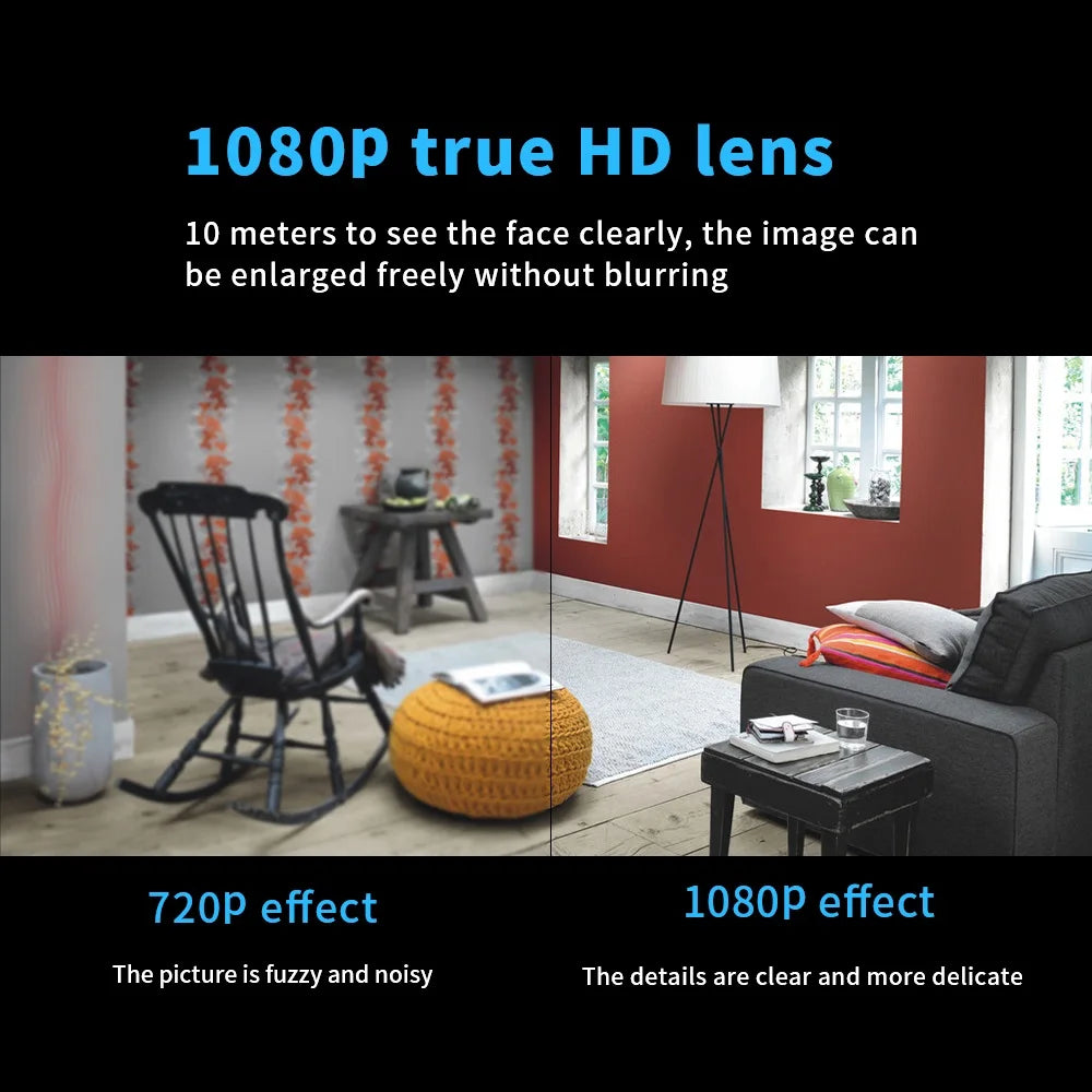 Mini caméra HD 1080P sans fil WiFi Baby Monitor Sécurité intérieure Surveillance Vision nocturne Caméscope Enregistreur audio vidéo