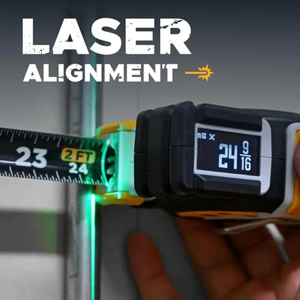 Tomahawk Digital Tape Measure Green Laser E-Paper Display Measuring Tool Contractor Grade Rock App Compatible Fast Action Menu