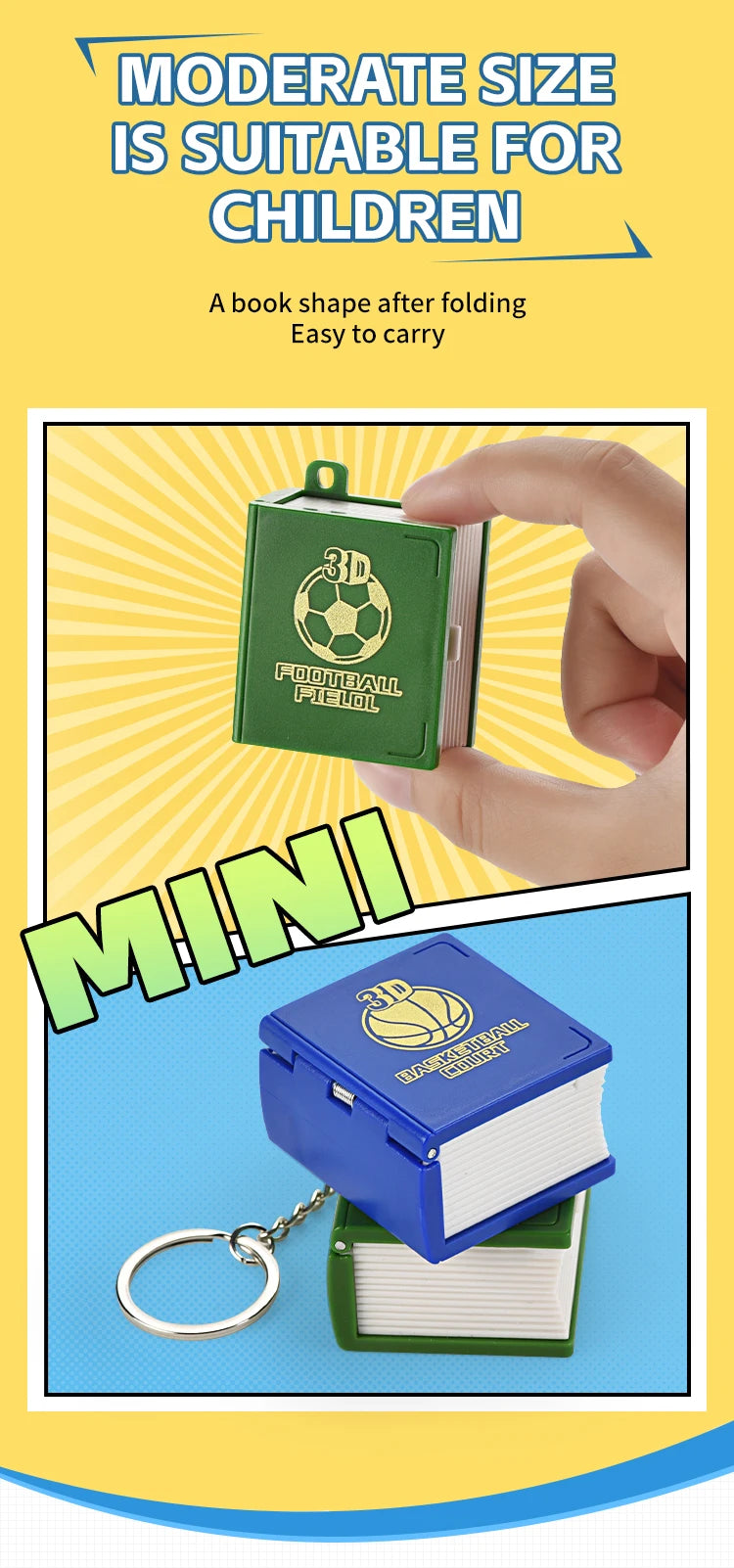 2024 3D Folding Bomb Explosion Book Novelty Mini Football Match Astronaut Keychain Children's Handheld Game Board Games Boy Gift