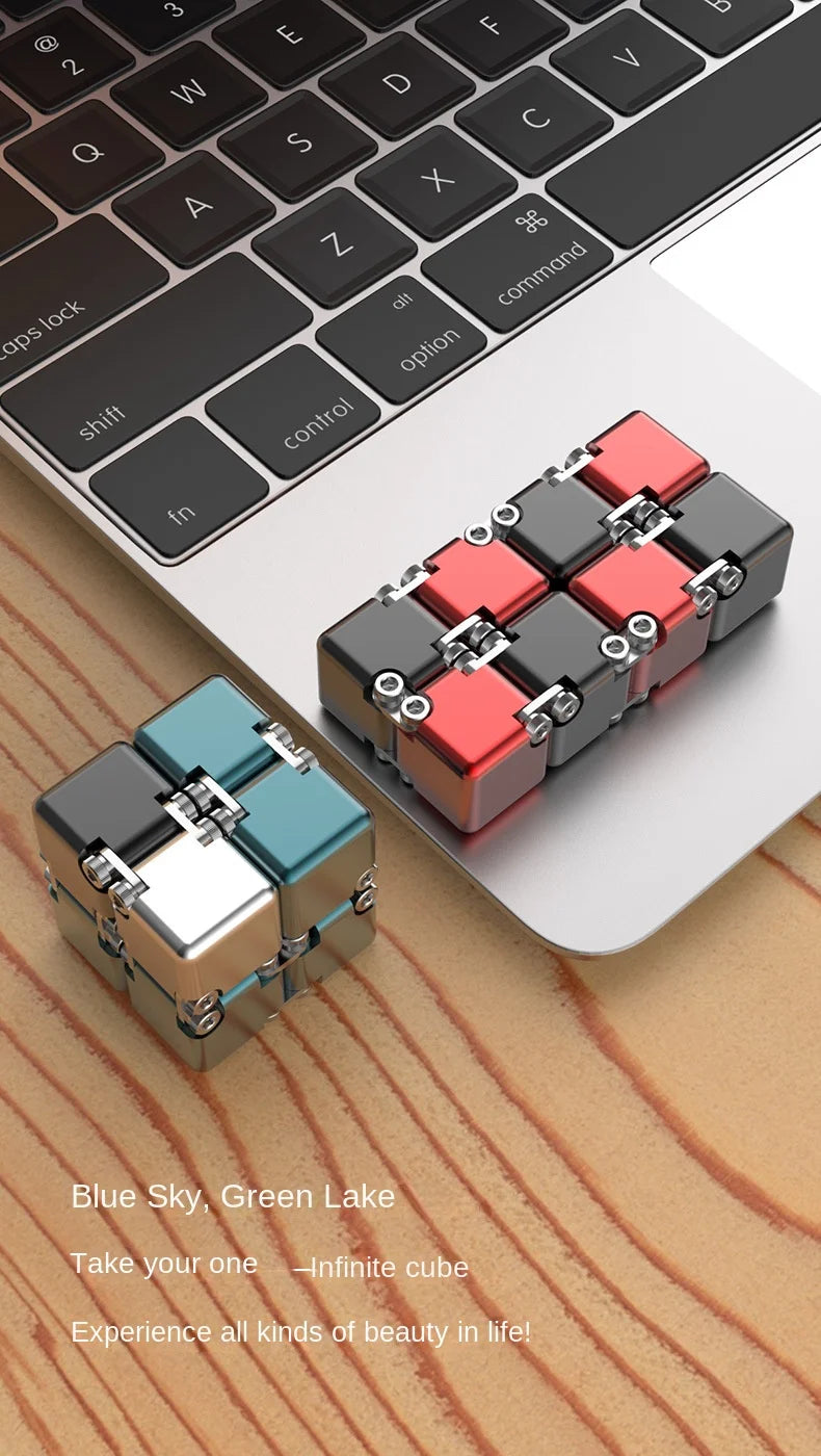Tiktok Pop Fun Decompression Toys Alloy Infinity Magic Cube Finger Toy Office Flip Cubic Puzzle Stress Relief Cube Block Gift